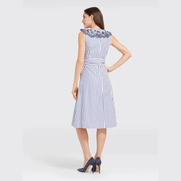 Draper James Stripe Ruffle Eyelet Dress EUC - Picture 7 of 10